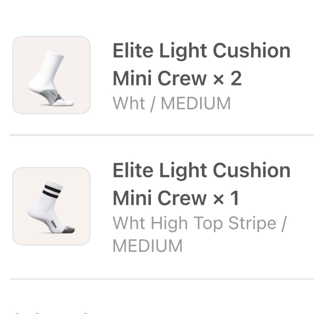 3 pairs of Feetures Elite Light Cushion Mini Crew Socks, women’s size M